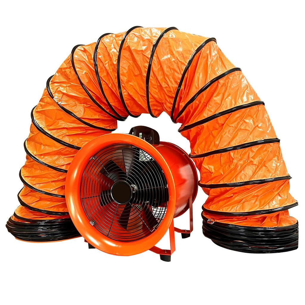 CooTentler Air Draft Device Connection & 12 Inch Exhaust Fan with 33ft Ducting Hose for Faster Filter Out Overspray and Odors (White)