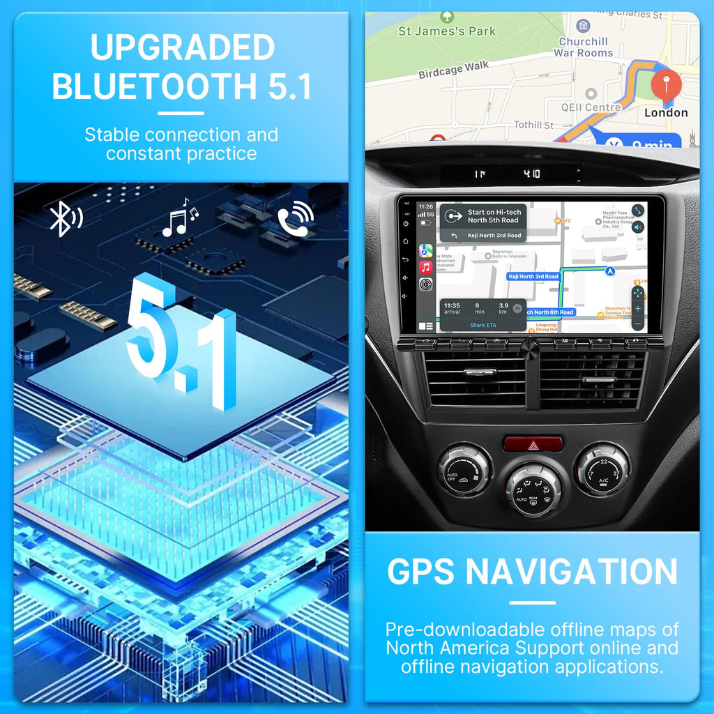 8-Core 4+64G Car Stereo for Subaru Forester Impreza WRX 2008-2012