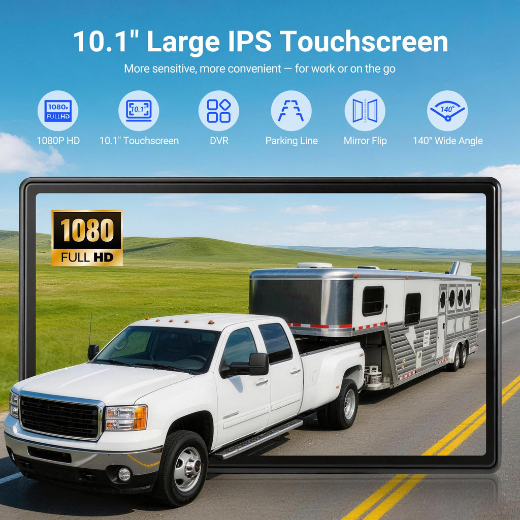 360° Adjustable Magnetic Solar Wireless Backup Camera System – 7" 1080P Touchscreen, DVR Recording, IP69K Waterproof, Auto-Sleep & Night Vision for RV, Truck, Trailer, SUV & Camper, ART2