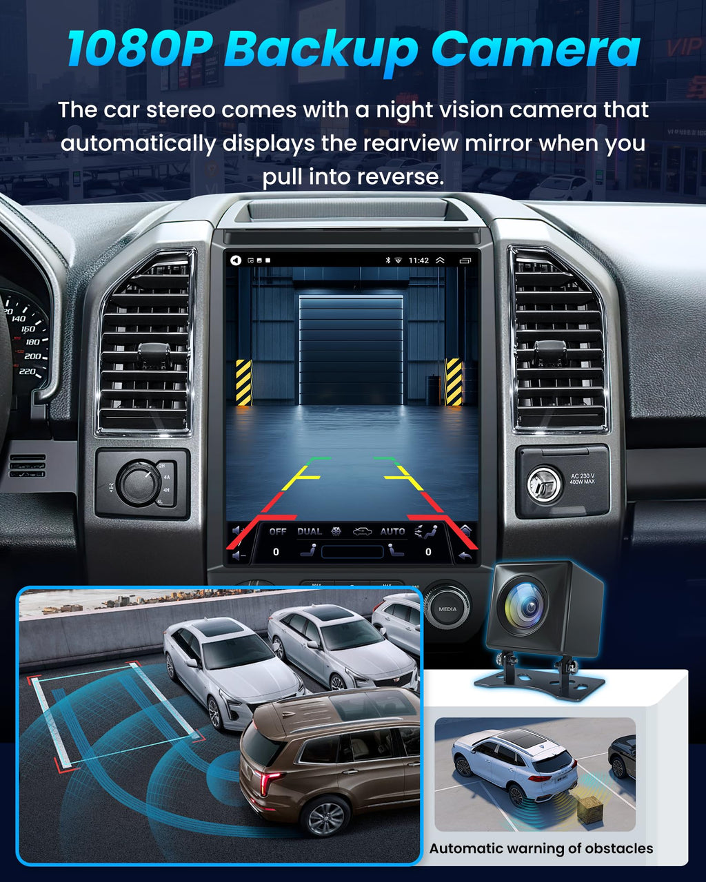 [8Core 4GB+64GB] Car Radio for Ford F150 2015 2016 2017 2018 2019 2020: 12.1'' HD Tesla Style Touch Screen Stereo with Wireless Carplay Android Auto GPS 5GWiFi BT5.0 FM AM RDS DSP SWC Backup Camera