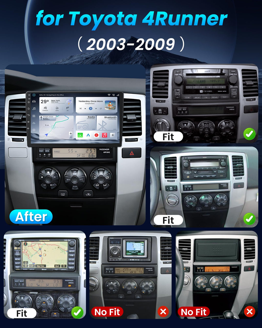 8Core+32GB ROM Android 15 Upgrade Car Radio for Toyota 4Runner 2003-2009