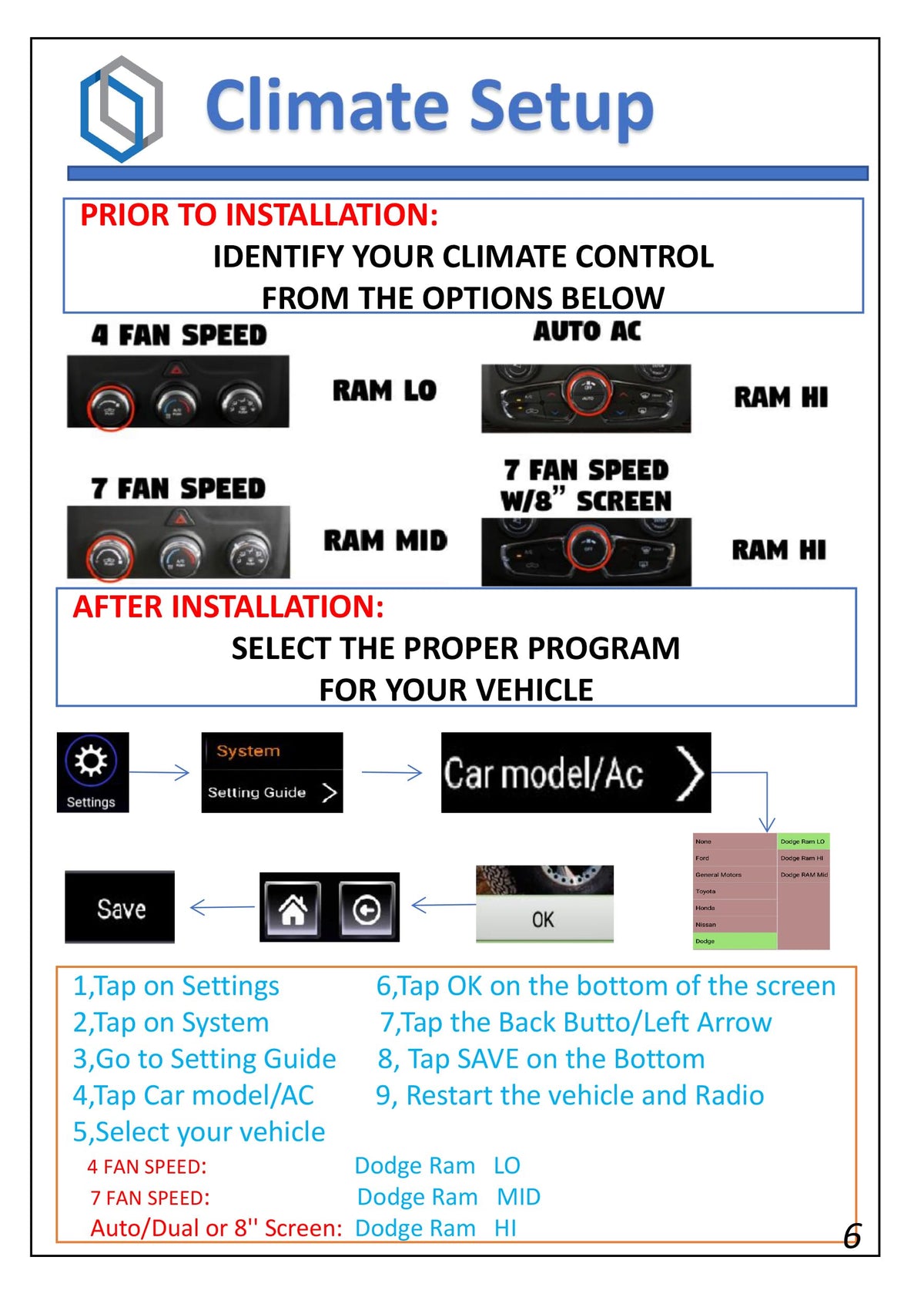 LINKSWELL Android Car Radio for RAM 2014-2018 and RAM 2019 Classic