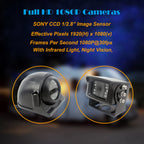 10 inch Screen 1080P Backup Camera System with Wired, DVR Recorder, Quad Split Screen, Car Monitor + 2X Waterproof Reversing Cameras + 2X Safety Sides Camera, for Camper, Trailers, Truck, RV