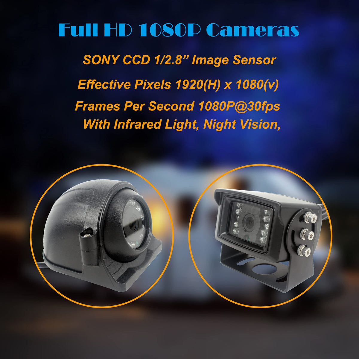 10 inch Screen 1080P Backup Camera System with Wired, DVR Recorder, Quad Split Screen, Car Monitor + 2X Waterproof Reversing Cameras + 2X Safety Sides Camera, for Camper, Trailers, Truck, RV