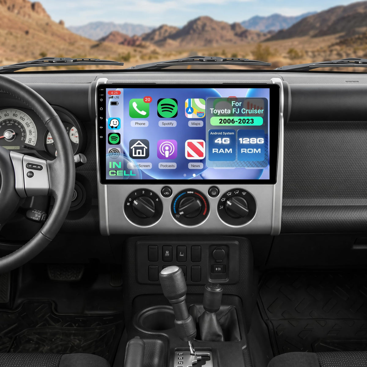 4+128G Android 15 Car Stereo for Toyota FJ Cruiser 2006-2023