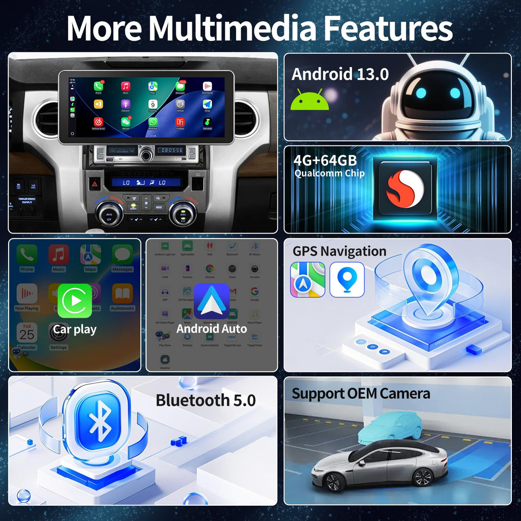 12.3 inch Car Radio for Toyota Tundra 2014-2021 Upgrade Carplay