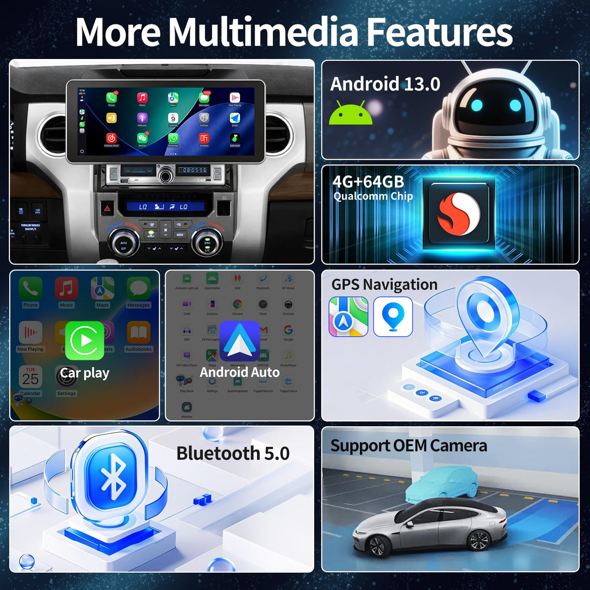 12.3 inch Car Radio for Toyota Tundra 2014-2021 Upgrade Carplay