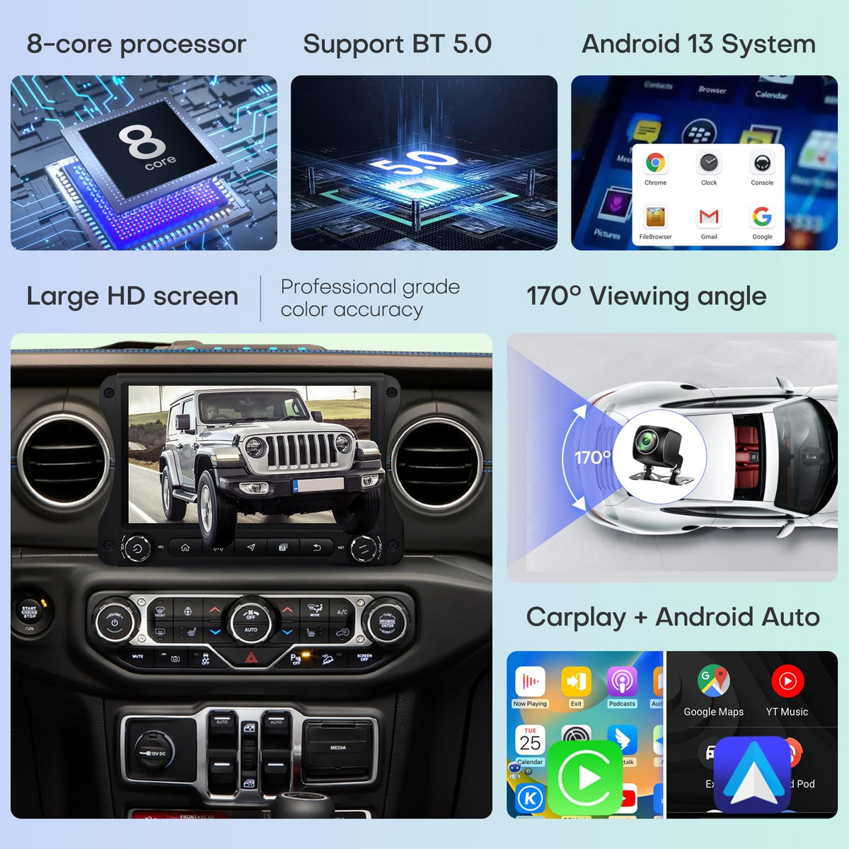 Car Radio for Jeep Wrangler JL & Gladiator JT 2018 2019 2020 2021 2022