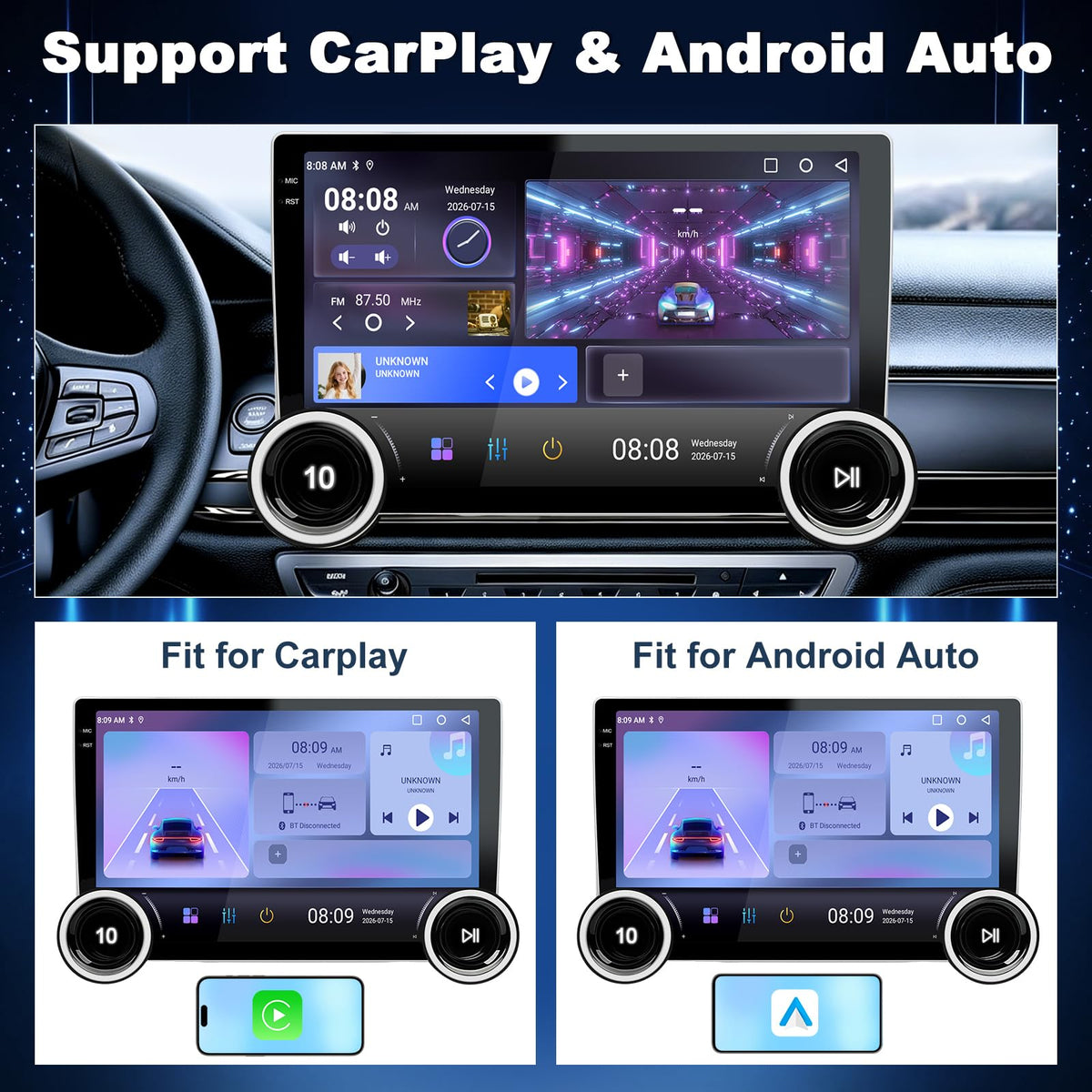 Car Stereo for Chevrolet Silverado 1500 1999-2006 Radio with Dual Knob