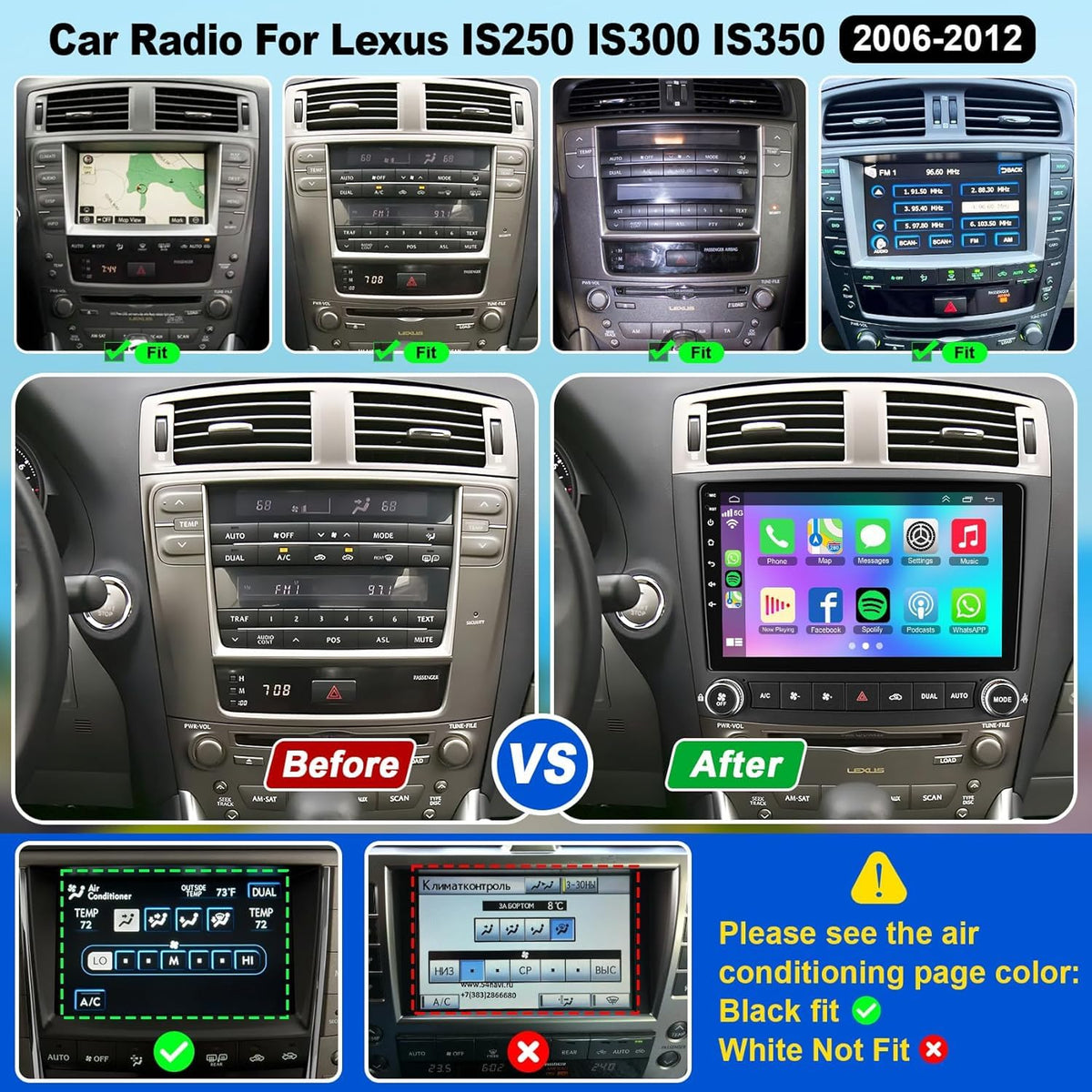Car Radio Stereo for Lexus IS250 IS350 2006 2007 2008 2009 2010 2011 2012,10" QLED Touchscreen with Wireless CarPlay & Android Auto& Mirror Link,4G+64GB Fast Android 15 System