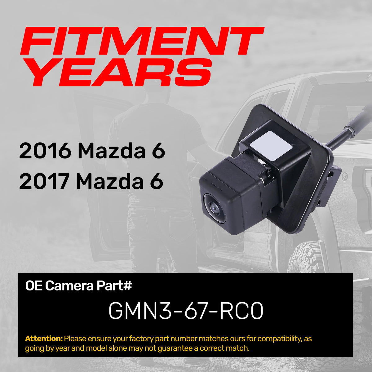 Master Tailgaters Replacement for Mazda 6 (2016-2017) Backup Camera OE Part # GMN3-67-RC0