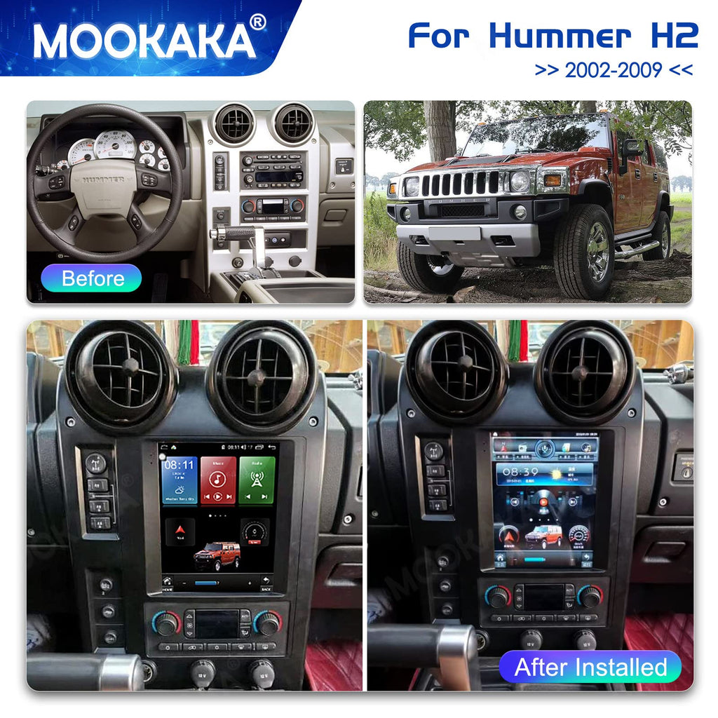 Radio Replacement Android Car Stereo 2 din GPS Navigation Head Unit for Hummer H2 2002-2009 Multimedia Player Tesla Style Autoradio IPS Touch Screen Wireless Carplay DSP(6+128GB)