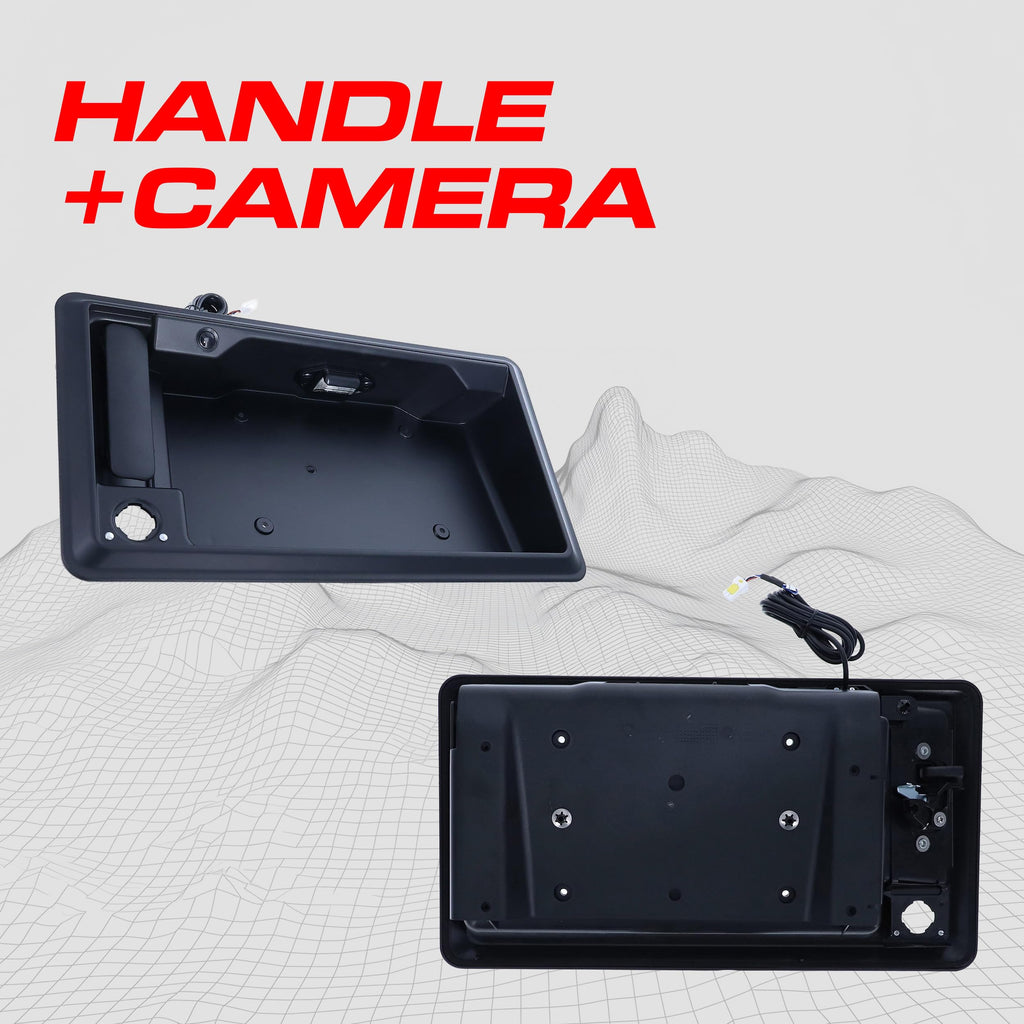 Master Tailgaters Black Tailgate Handle with Backup Camera Replacement for Ford Econoline Van E150, E250, E350, E450 (2008-2024) | IP68 Waterproof | Parking Grid Lines Available | Easy to Install