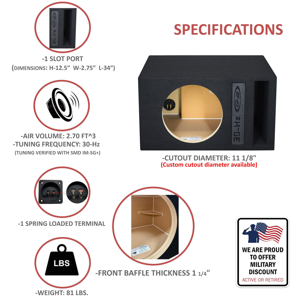 12" Single Competition Ported Sub Box Speaker Enclosure Vented 12" Car Audio Subwoofer Box