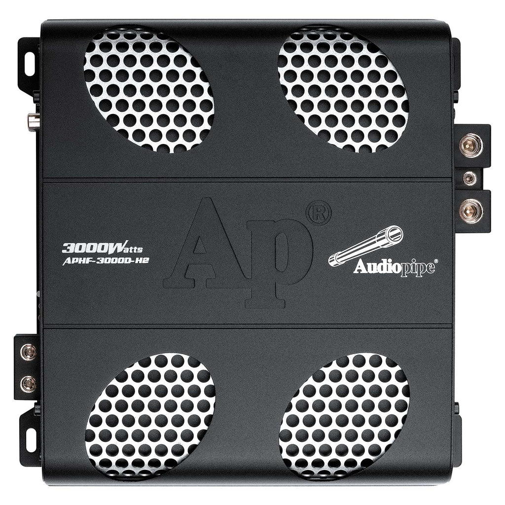 Audiopipe 3000 Watts Full Range Class D Mosfet Amplifier (APHF-3000D-H2), 4-Point Protection System, 2 Ohm, BTL Mode, Remote Bass Control Knob