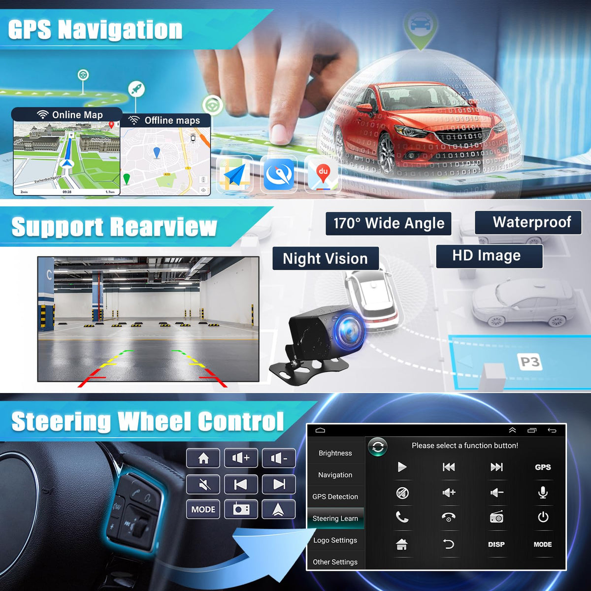 Car Stereo Radio Compatible for GMC Terrain 2010-2017 with Carplay Android Auto GPS Navigation 8in Touchscreen Car Radio Player with Bluetooth WiFi FM/RDS SWC Mirror Link + Backup Camera
