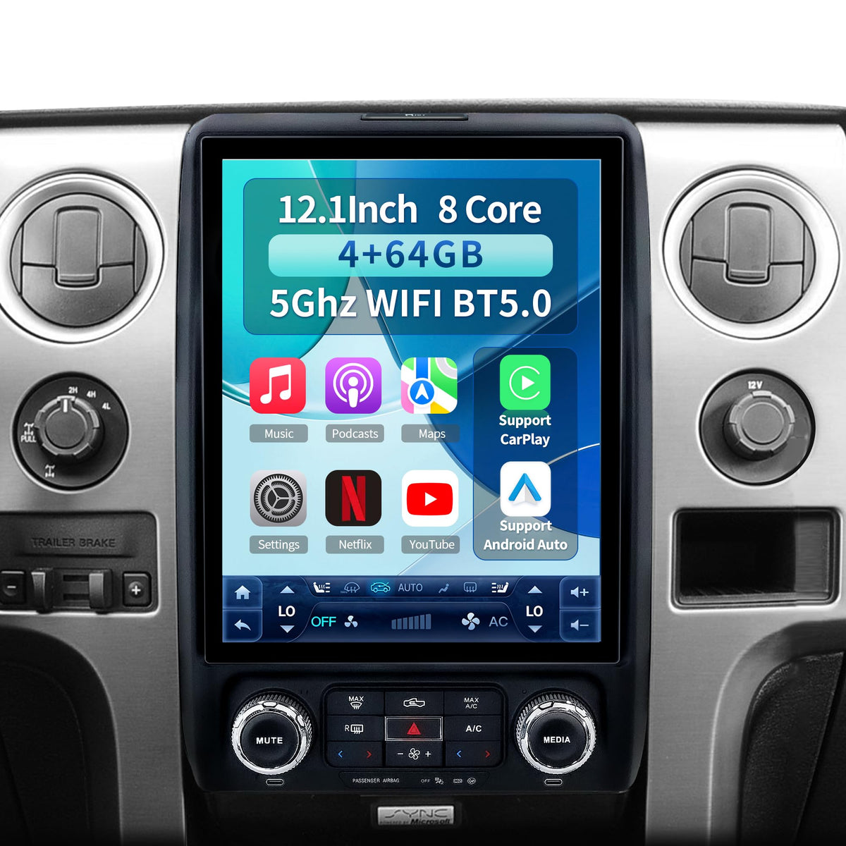 8Core 4+64G Radio for Ford F150 2013 2014 w/Carplay Android Auto