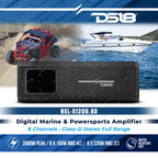 DS18 NXL-X1200.8D Marine & Powersports Amplifier 8 Channel Water Resistant IP67 Full Range Class D 8-Channel Car/Marine/Powersports/Motorcycle Digital Amplifier (Renewed)