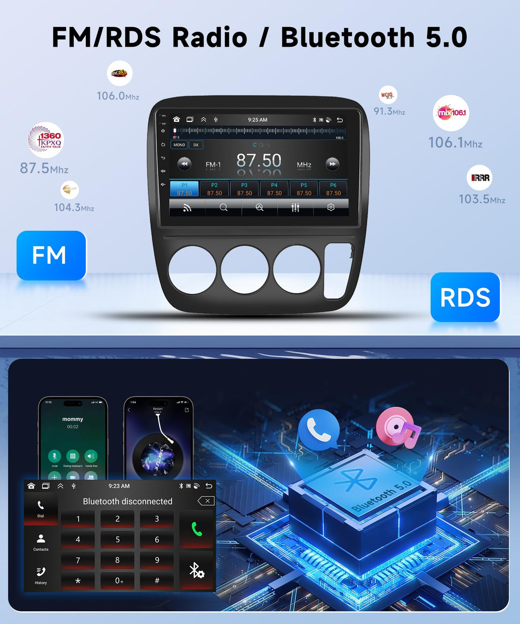 8Core 6+128G Car Radio for Honda CRV 1997-2001 Manual A/C Wireless CarPlay