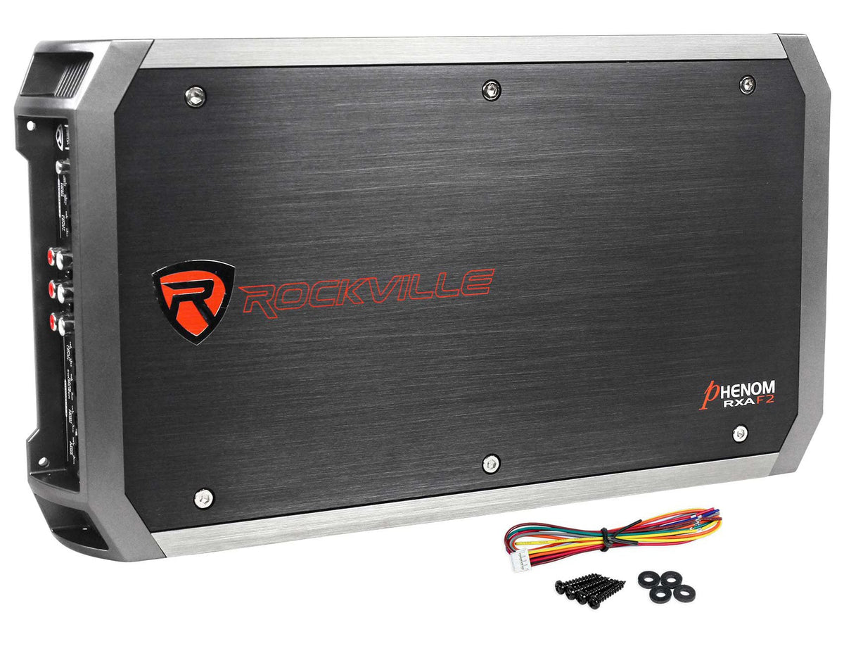 Rockville RXA-F2 4-Channel Car Amplifier Bundle with 4 AWG Wiring Kit