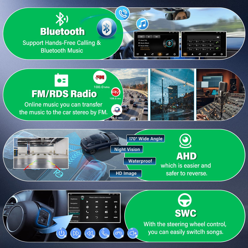 Android 13 car Radio for Ford Mustang 2015-2020-Wireless Carplay and Android Auto, [2+32GB] 9 Inch Touch Screen Upgrade for Mustang in-Dash Navigation GPS Unit, WiFi, BT, HiFi, SWC, Backup Cam