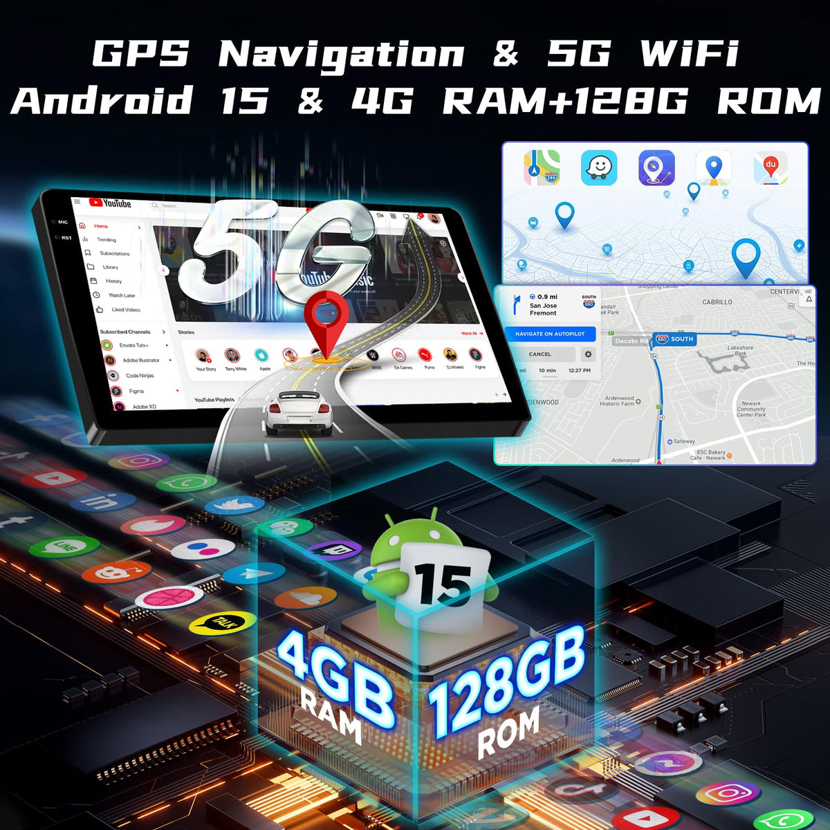 [4+128G] Car Radio for Toyota Prius C 2012 2013 2014 Carplay & Android Auto