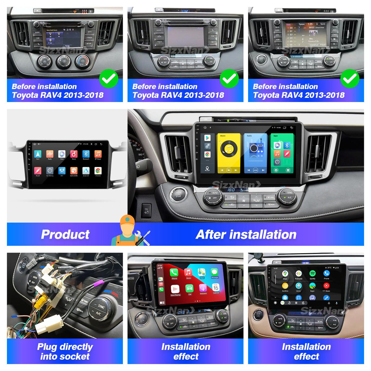 for Toyota RAV4 2013-2018 Radio Stereo Wireless Carplay Auto