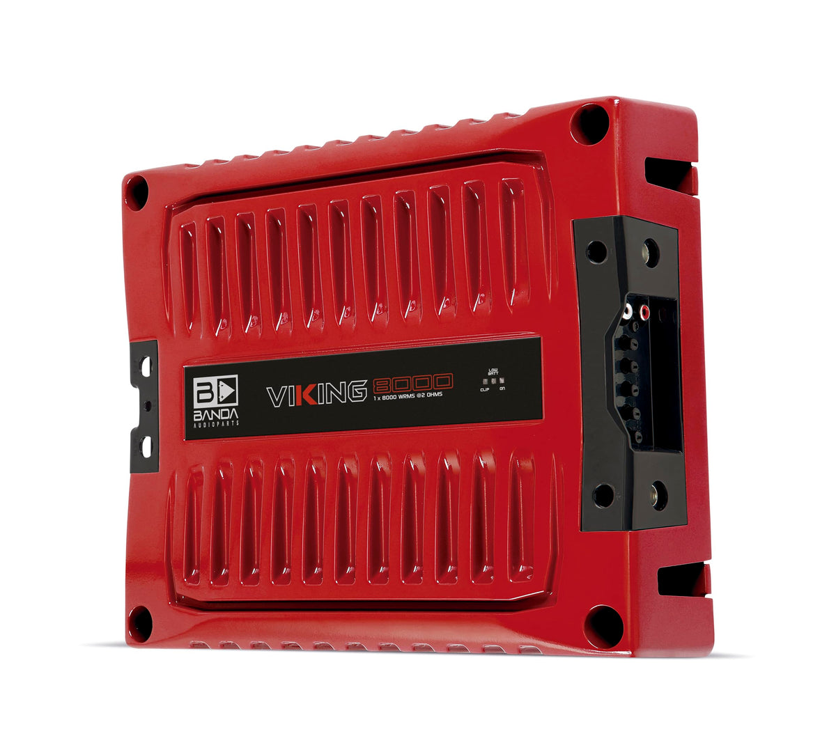 Banda VIK8000.2RED Car Amplifier Audio Speaker 2-Ohms Full Range New Viking 8000 Watts Rms LED Indicator Sound Specialization Aluminum Chassis - Red