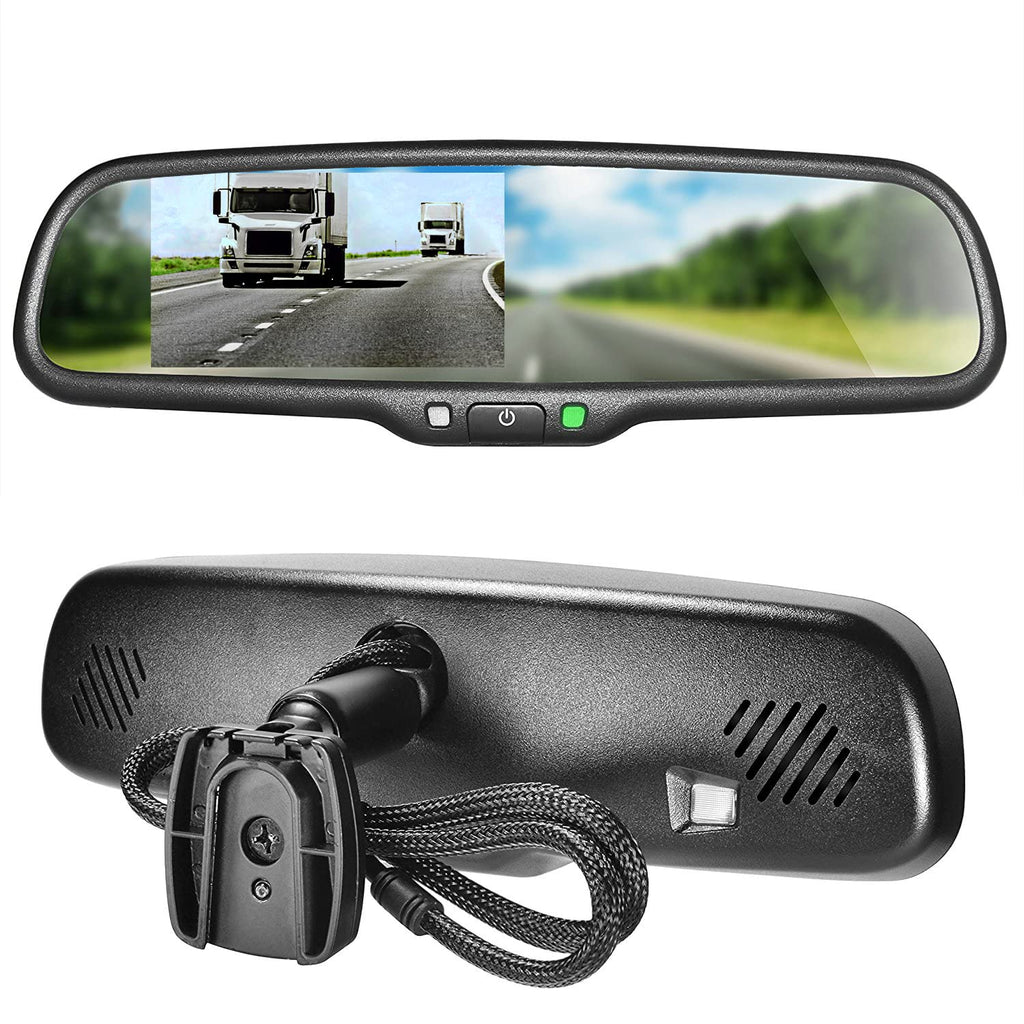 Master Tailgaters 10.5" OEM Rear View Mirror with 4.3" LCD Screen + OnStar Buttons for Existing Wiring | Rearview Universal Fit | Auto Adjusting Brightness LCD | Anti Glare | Full Mirror Replacement