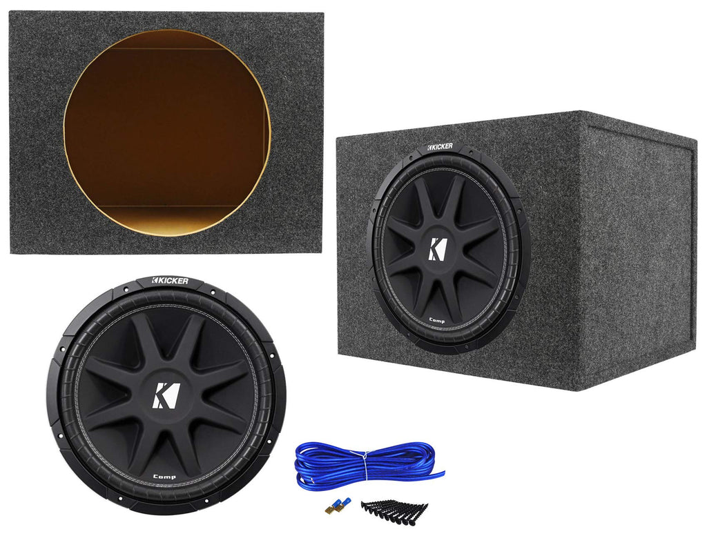 Kicker 43C154 Comp 15" 500 Watt Car Audio Subwoofer+Sealed Sub Box Enclosure