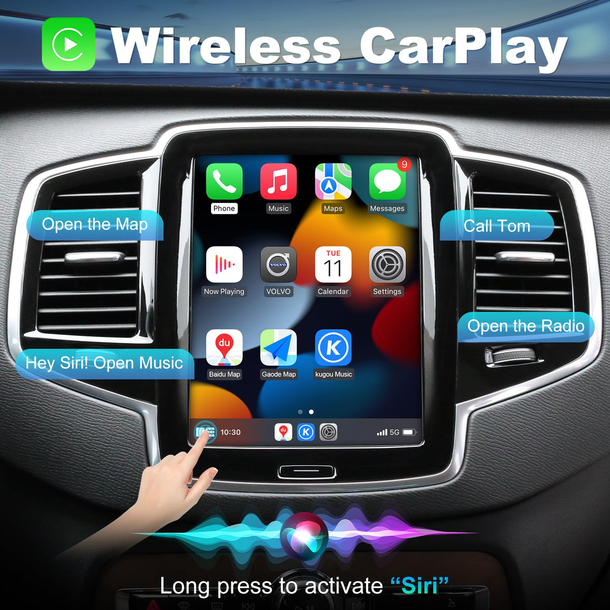 Wireless Carplay & Android Auto Module for Volvo XC90/XC60/XC40/S90/S60/V60/V40 2016-2022 Carplay Retrofit Kit Sensus Upgrade Seamless Connectivity Support Original Camera/SWC