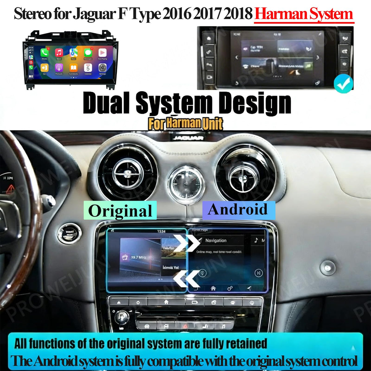 10.25 Inch Car Radio Stereo for Jaguar F Type 2016 2017 2018 Harman System