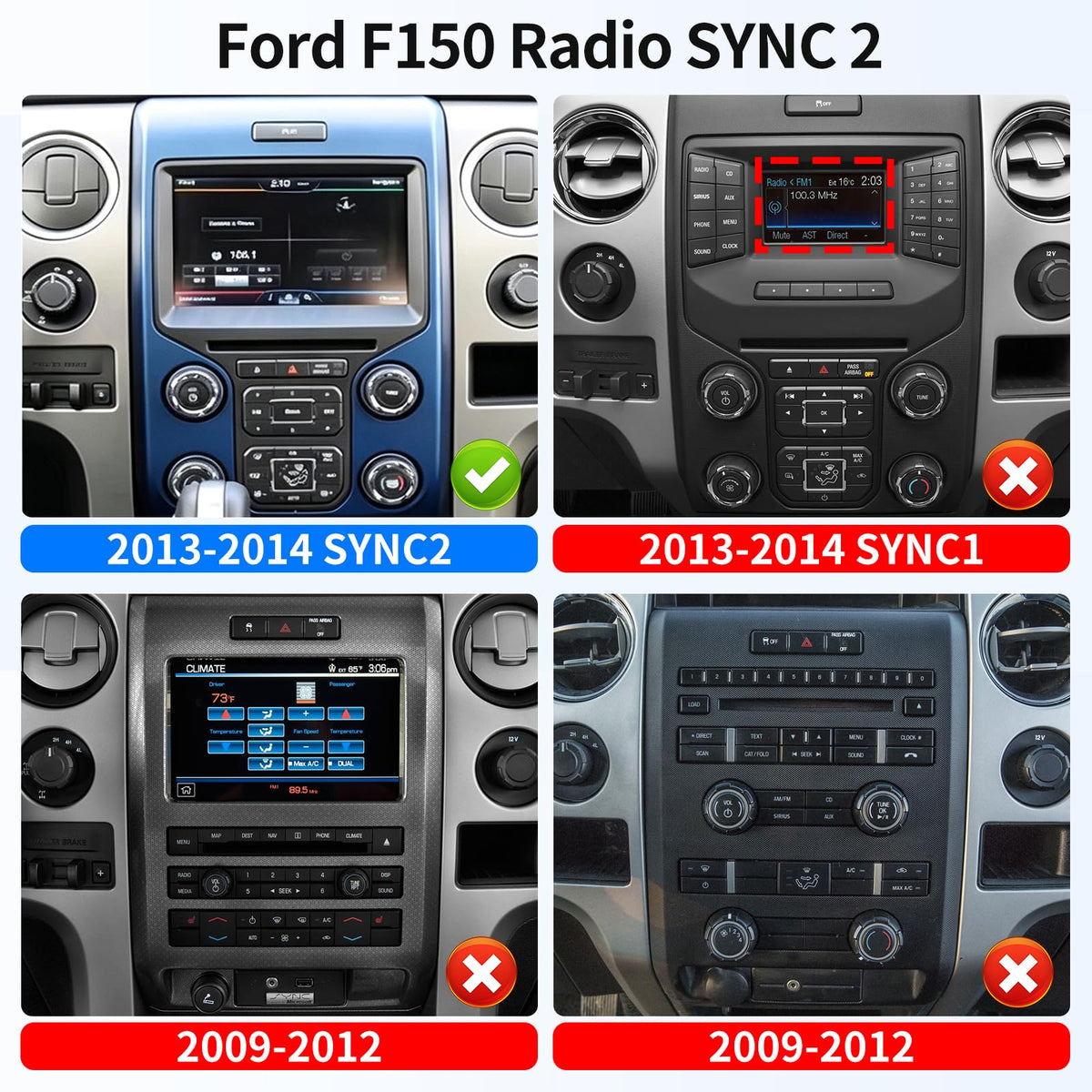 14.4" Car Radio for Ford F150 2013-2014 Stereo Upgrade (SYNC 2) Replacement