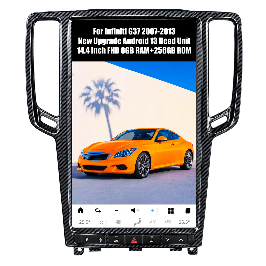 AuCar 14.4 Inch Touch Screen Android 13 Car Radio for Infiniti G37 2007-2013 Head Unit GPS Navigation Wireless Carplay Android Auto Stereo Multimedia Player 8GB RAM 128GB ROM, Carbon Fiber Trim