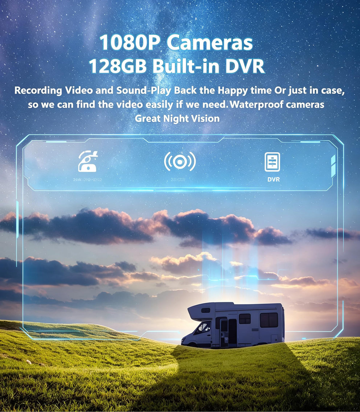 11-Inch 6 Split Touchable 128GB Large Audio Screen 1080P Backup Camera Monitor & Built-in DVR Video Recorder for RV Truck Trailer Rear Side Front Reversing View Wired System Image Waterproof DCM06