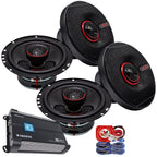 Warzone WZ-E652 6.5 Inch Coaxial Car Speakers with WZ1000-4 1000W 4-Channel Class A/B Amplifier & Gravity 4 Gauge Wiring Kit - Car, Truck, SUV, RV Audio Bundle