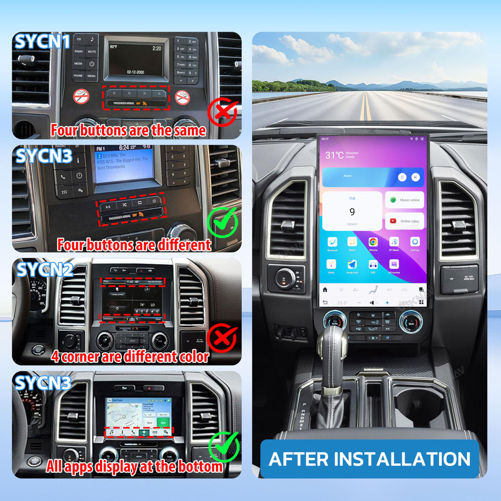 17.2 inch Android Radio Upgrade for Ford F150 2015 2016 2017 2018 2019 2020 Touch Screen Car Stereo Carplay Android auto Stereo (SYNC3)